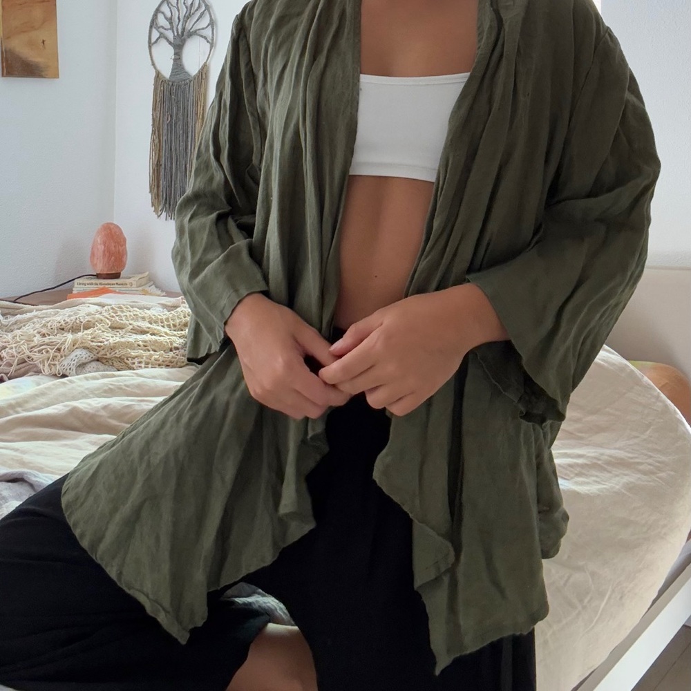 Olive Green Open Front linen cover